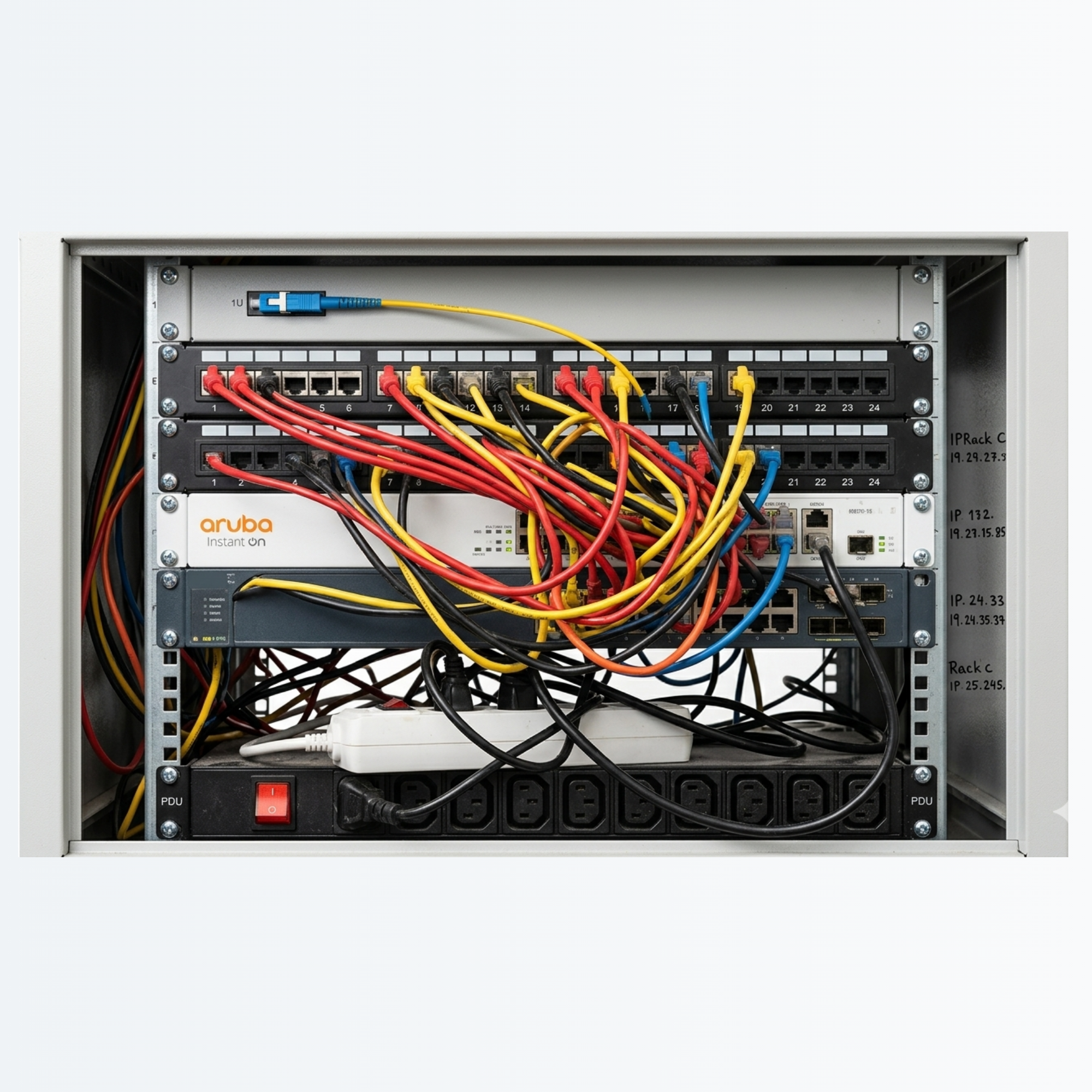 Piombino Dese (PD) – Infrastruttura IT in Fibra Ottica Monomodale_ Rete a Stella su 3 Rack